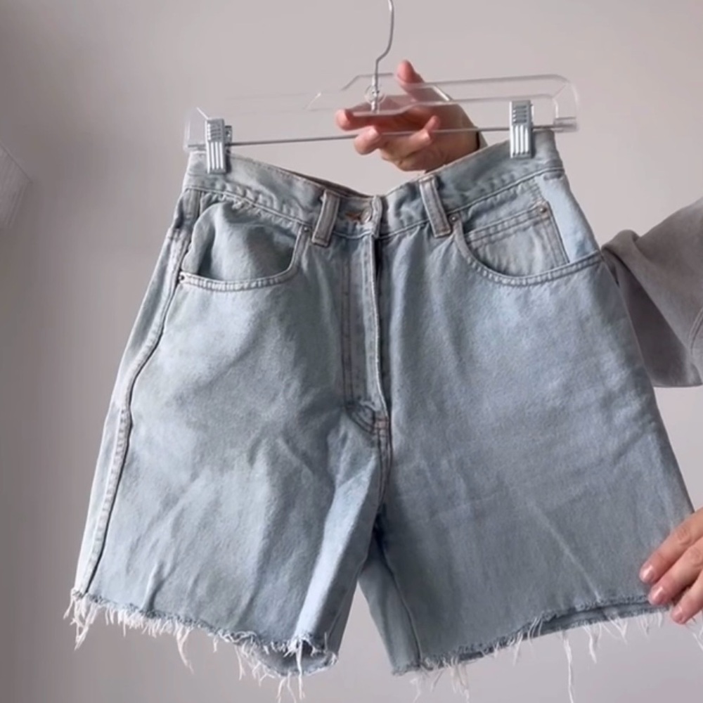 Light Blue Denim Women Shorts Cut Off
